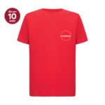 T-shirt vermelha de gola redonda reciclada